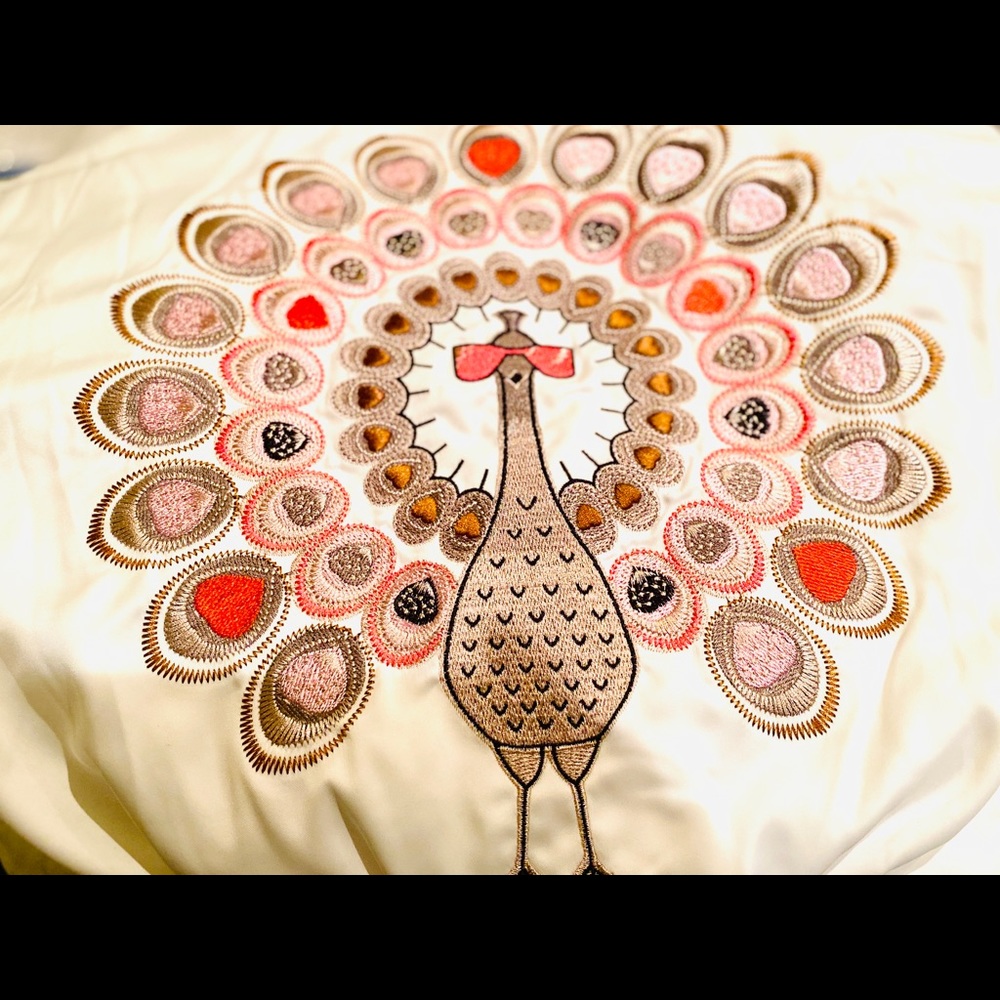 RARE White Poly Bomber Web Patch & Peacock Detail - Picture 6 of 8